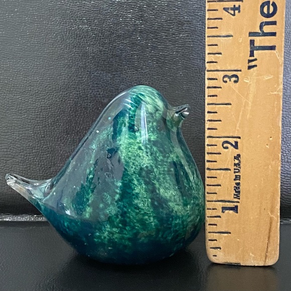 Murano Style Green Swirl Glass Bird Small Art Glass Bird Figurine - Picture 8 of 14